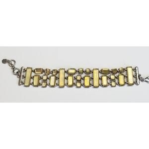 Lucky Brand Silver Tone Yellow Acrylic Stone Bracelet 8 in.